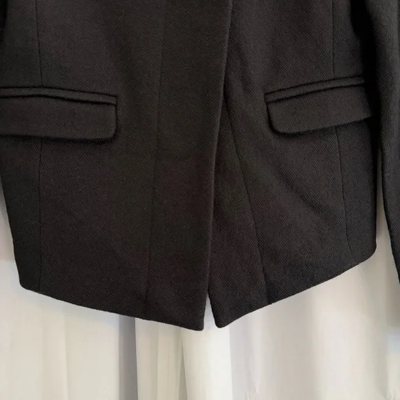 LOFT Black Wool Blend Asymmetrical Moto Blazer Women’s 4 - Picture 5 of 7
